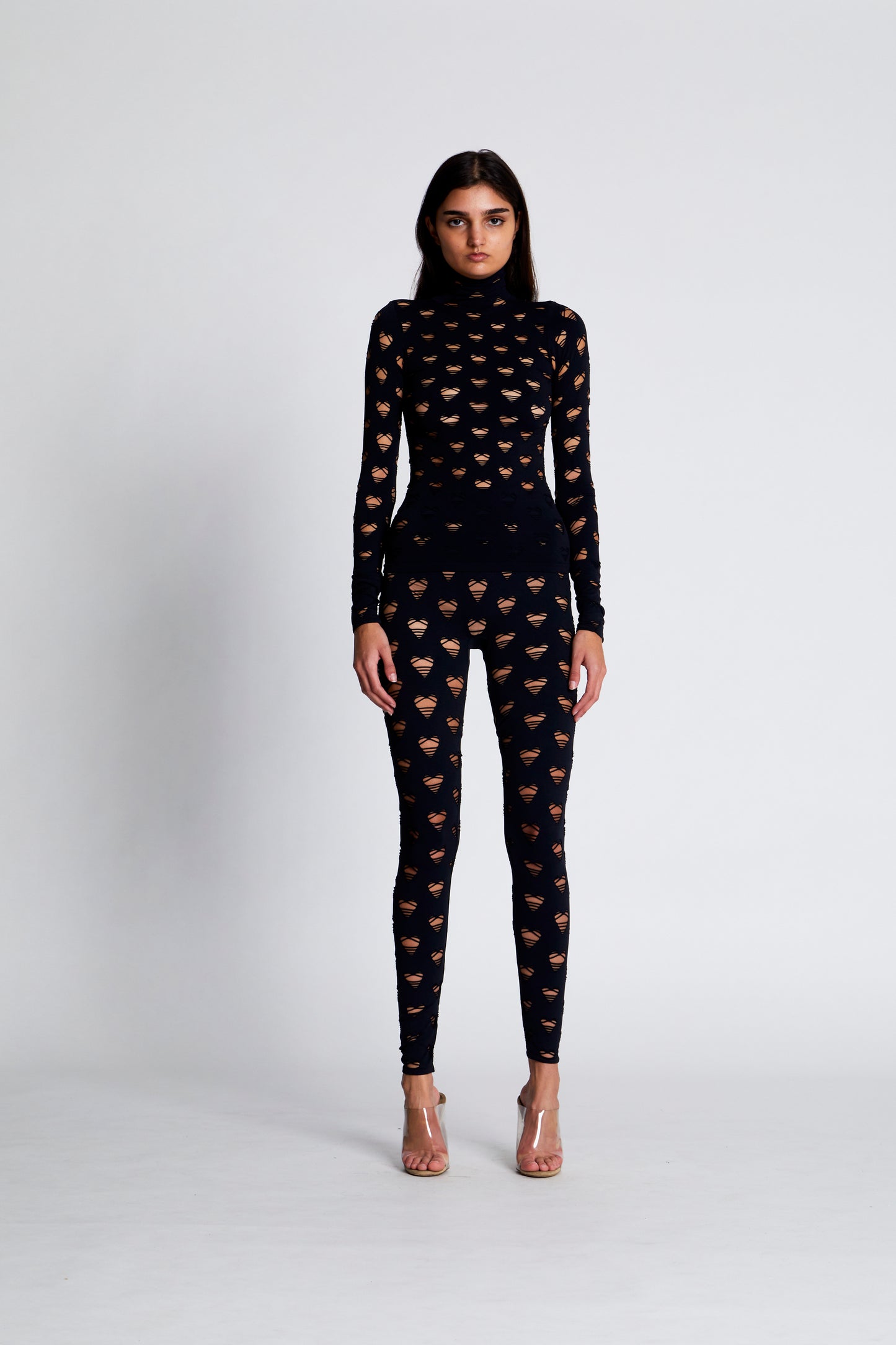 PERFORATED HEART LEGGINGS