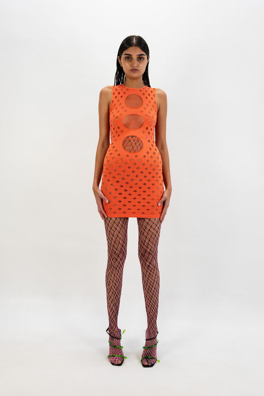 PERFORATED MINIDRESS