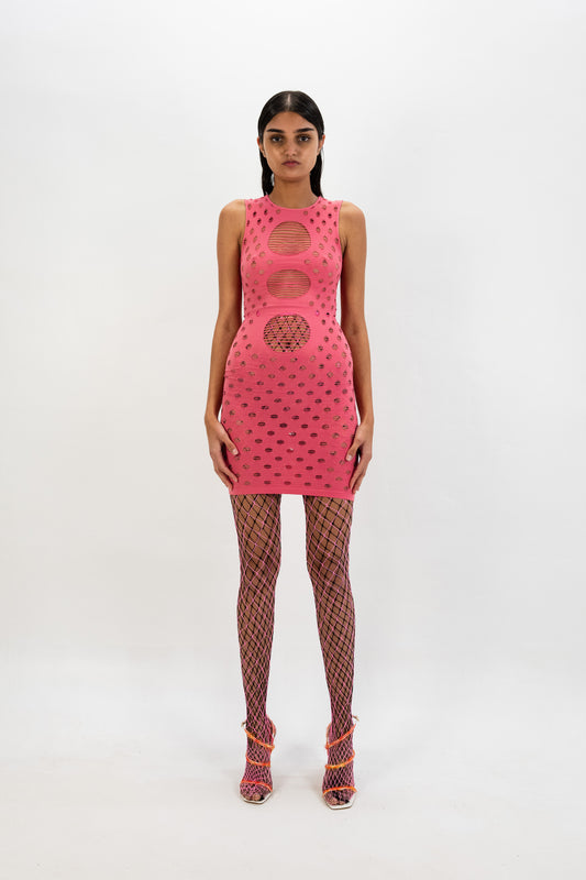 PERFORATED MINIDRESS