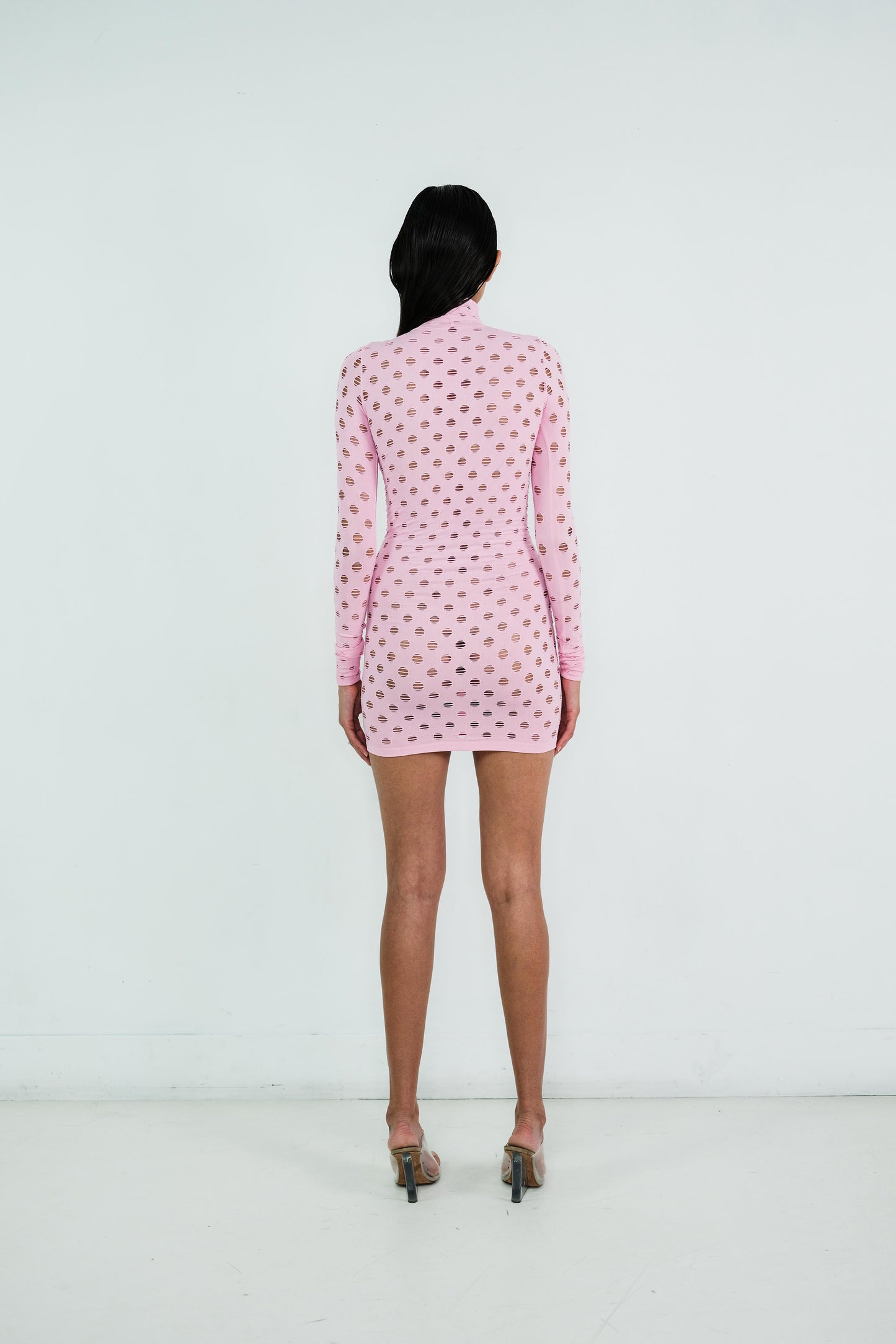 PERFORATED TURTLENECK DRESS