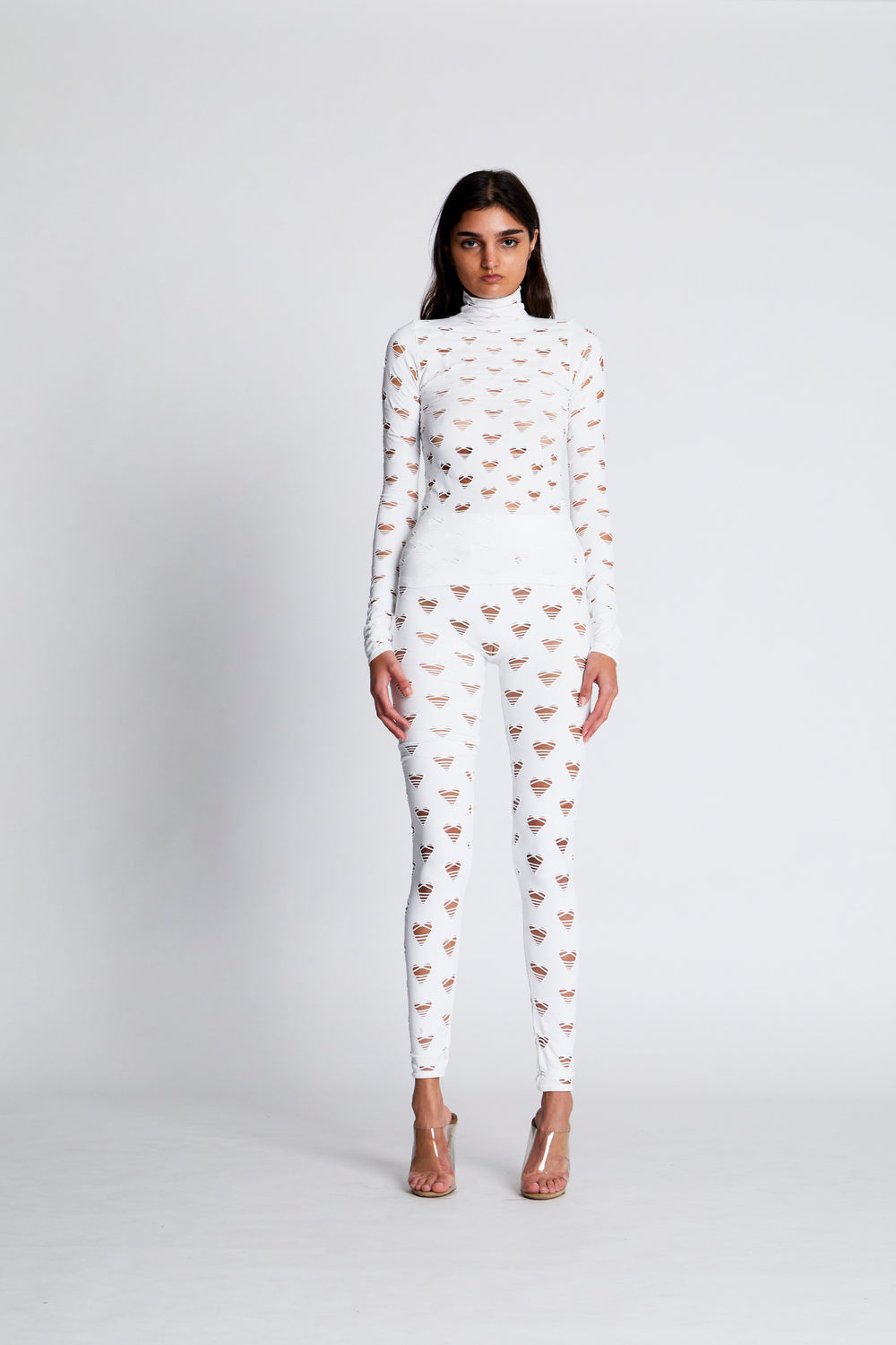 PERFORATED HEART TURTLENECK