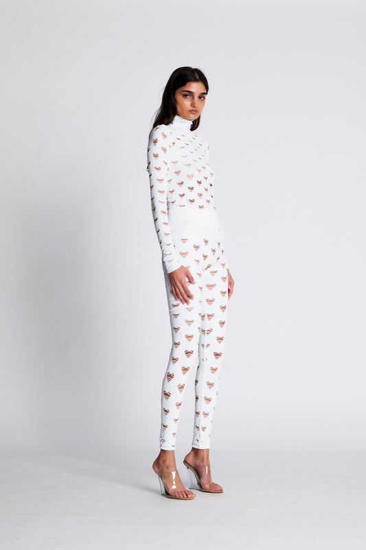 PERFORATED HEART TURTLENECK